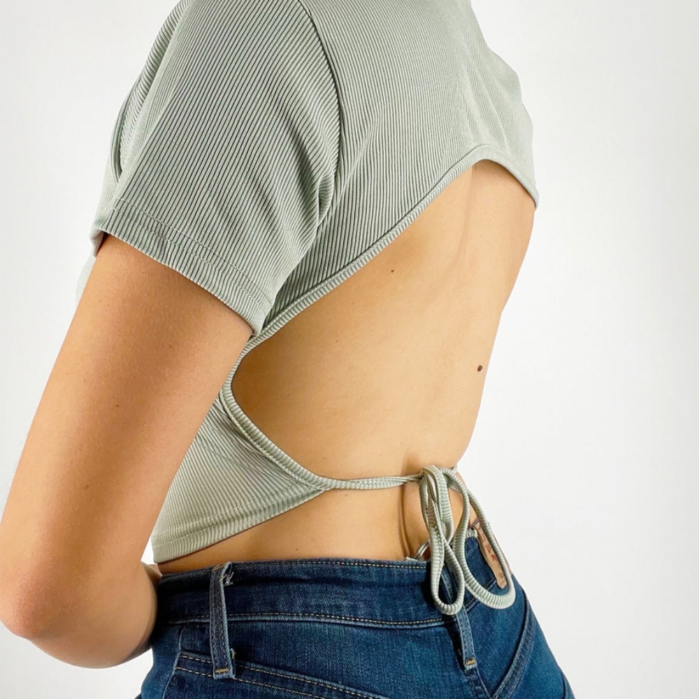 Back out crop top ( SAGE)